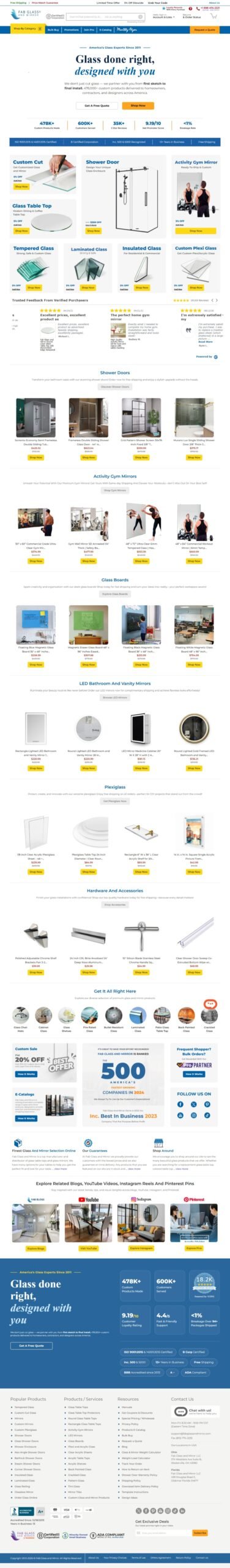 Fab Glass and Mirror Website Preview