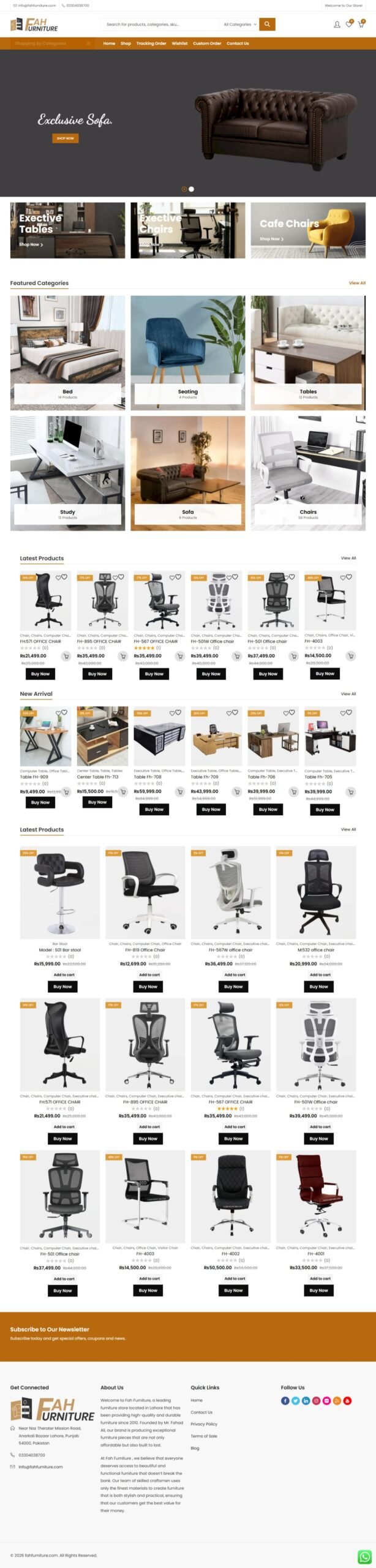 FAH Furniture Website Preview