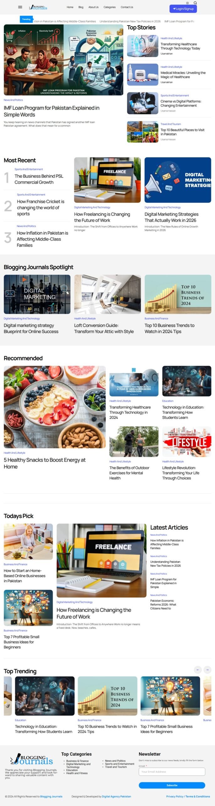 Blogging Journals Website Preview