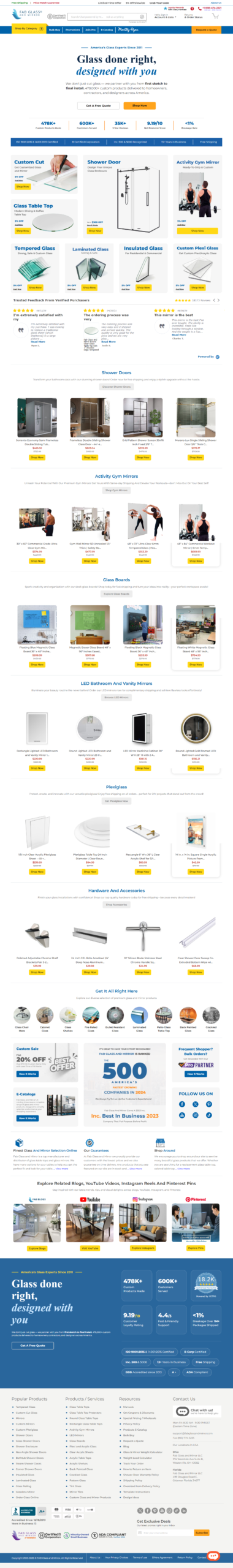Fab Glass and Mirror Website Preview